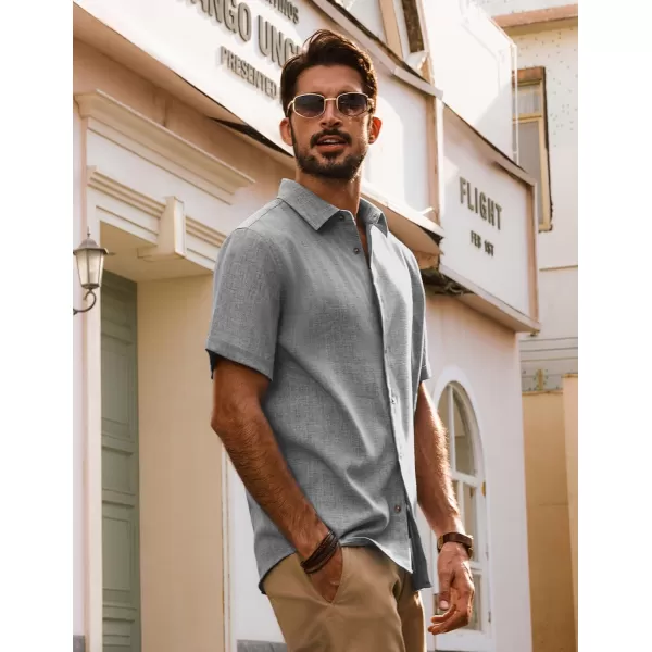 imagePJ PAUL JONES Mens Casual Shirts Short Sleeve Button Down Shirt Lightweight Summer ShirtsGray