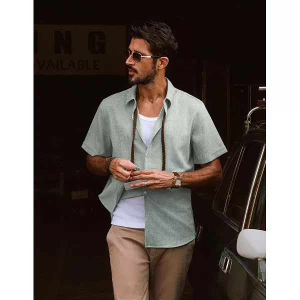 imagePJ PAUL JONES Mens Casual Shirts Short Sleeve Button Down Shirt Lightweight Summer ShirtsGreen