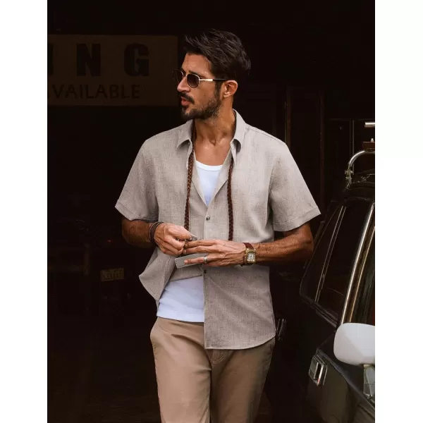 imagePJ PAUL JONES Mens Casual Shirts Short Sleeve Button Down Shirt Lightweight Summer ShirtsKhaki