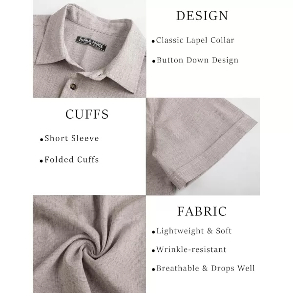 imagePJ PAUL JONES Mens Casual Shirts Short Sleeve Button Down Shirt Lightweight Summer ShirtsKhaki