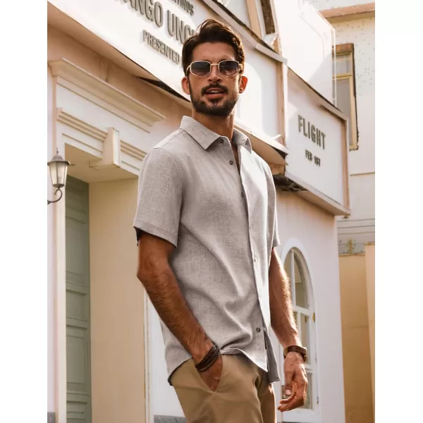 imagePJ PAUL JONES Mens Casual Shirts Short Sleeve Button Down Shirt Lightweight Summer ShirtsKhaki