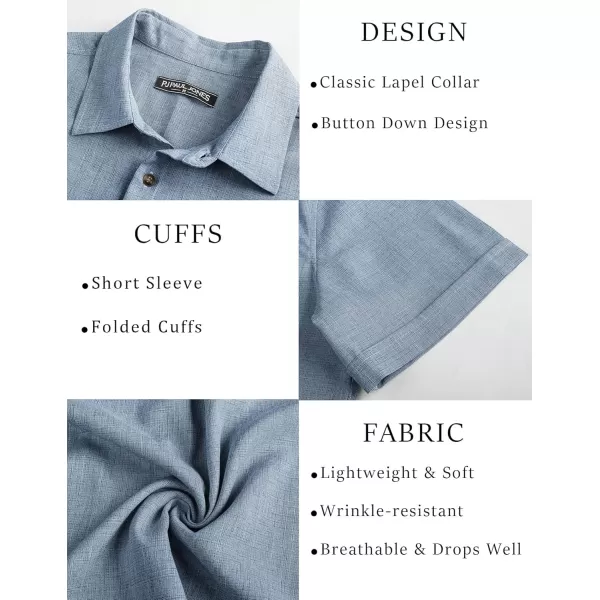imagePJ PAUL JONES Mens Casual Shirts Short Sleeve Button Down Shirt Lightweight Summer ShirtsLight Blue