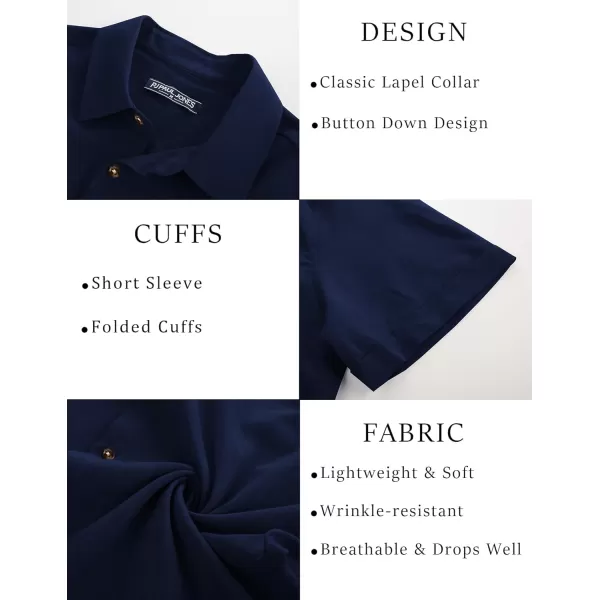imagePJ PAUL JONES Mens Casual Shirts Short Sleeve Button Down Shirt Lightweight Summer ShirtsNavy Blue
