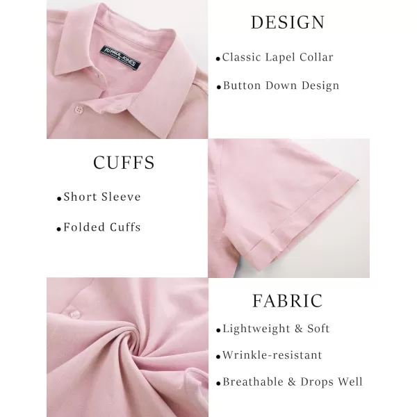imagePJ PAUL JONES Mens Casual Shirts Short Sleeve Button Down Shirt Lightweight Summer ShirtsPink