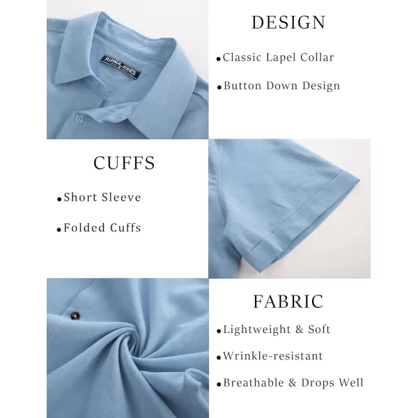 imagePJ PAUL JONES Mens Casual Shirts Short Sleeve Button Down Shirt Lightweight Summer ShirtsSky Blue