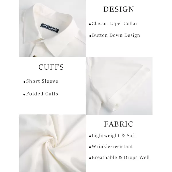 imagePJ PAUL JONES Mens Casual Shirts Short Sleeve Button Down Shirt Lightweight Summer ShirtsWhite