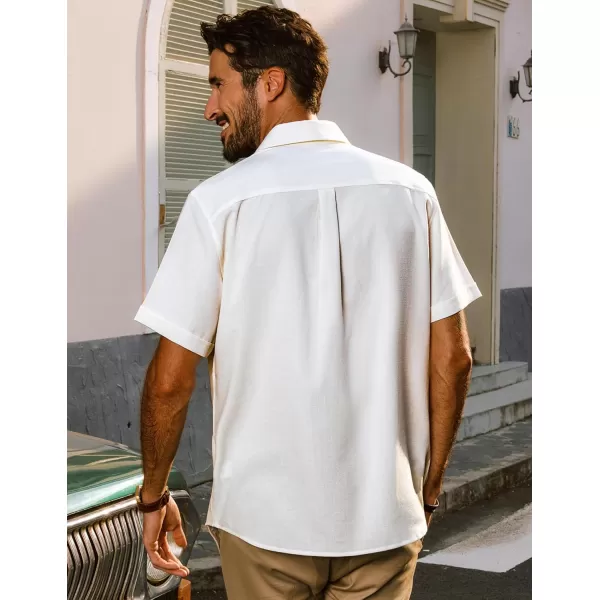 imagePJ PAUL JONES Mens Casual Shirts Short Sleeve Button Down Shirt Lightweight Summer ShirtsWhite