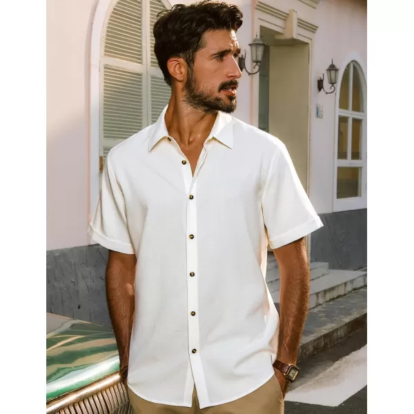 imagePJ PAUL JONES Mens Casual Shirts Short Sleeve Button Down Shirt Lightweight Summer ShirtsWhite