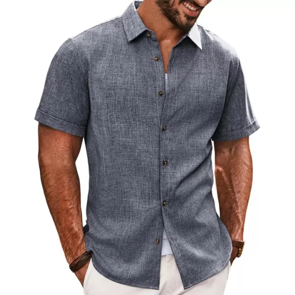 imagePJ PAUL JONES Mens Casual Shirts Short Sleeve Button Down Shirt Lightweight Summer ShirtsBlue