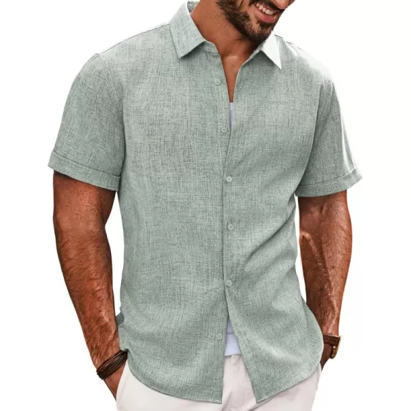 imagePJ PAUL JONES Mens Casual Shirts Short Sleeve Button Down Shirt Lightweight Summer ShirtsGreen