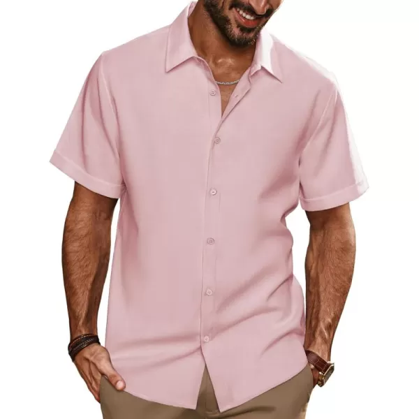 imagePJ PAUL JONES Mens Casual Shirts Short Sleeve Button Down Shirt Lightweight Summer ShirtsPink