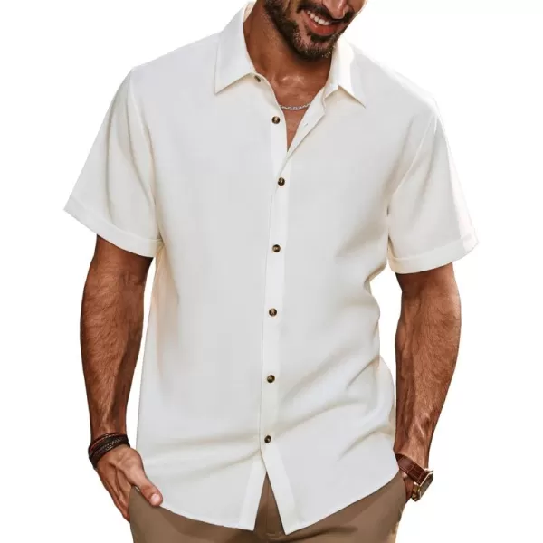 imagePJ PAUL JONES Mens Casual Shirts Short Sleeve Button Down Shirt Lightweight Summer ShirtsWhite