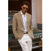imagePJ PAUL JONES Mens Blazer Cotton Linen Suit Jacket Lightweight Casual Blazer Jackets with PocketsKhaki