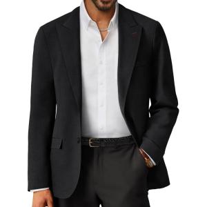 imagePJ PAUL JONES Mens Blazer Casual 2 Button Sport Coat Lightweight Peaked Lapel BlazersBlack