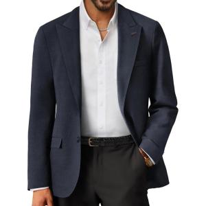 imagePJ PAUL JONES Mens Blazer Casual 2 Button Sport Coat Lightweight Peaked Lapel BlazersDark Blue