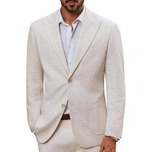 imagePJ PAUL JONES Mens Blazer Cotton Linen Suit Jacket Lightweight Casual Blazer Jackets with PocketsApricot