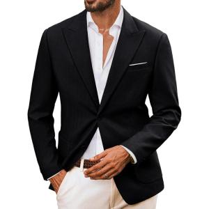 imagePJ PAUL JONES Mens Blazer Cotton Linen Suit Jacket Lightweight Casual Blazer Jackets with PocketsBlack