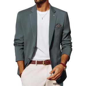 imagePJ PAUL JONES Mens Blazers Two Button Notch Lapel Sport Coat Casual Lightweight Blazer Jacket with HandkerchiefDark Gray