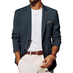 imagePJ PAUL JONES Mens Blazers Two Button Notch Lapel Sport Coat Casual Lightweight Blazer Jacket with HandkerchiefNavy Blue