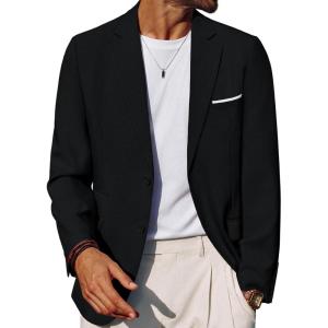 imagePJ PAUL JONES Mens Casual Blazer Two Buttons Sport Coats Lightweight Blazer Business Sport JacketBlack
