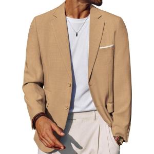 imagePJ PAUL JONES Mens Casual Blazer Two Buttons Sport Coats Lightweight Blazer Business Sport JacketCoffee