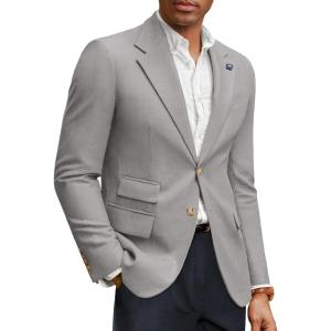 imagePJ PAUL JONES Mens Sport Coats and Blazers Linen Cotton Blazer Regular Fit 2 Buttons Suit Jacket with Removable BroochGrey