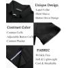 imagePJ PAUL JONES Mens Casual Button Down Shirts Short Sleeve Wrinkle Free Summer Beach Shirt Plaid Contrast Shirt with Flip CuffBlack