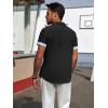 imagePJ PAUL JONES Mens Casual Button Down Shirts Short Sleeve Wrinkle Free Summer Beach Shirt Plaid Contrast Shirt with Flip CuffBlack