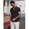 imagePJ PAUL JONES Mens Casual Button Down Shirts Short Sleeve Wrinkle Free Summer Beach Shirt Plaid Contrast Shirt with Flip CuffBlack