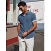 imagePJ PAUL JONES Mens Casual Button Down Shirts Short Sleeve Wrinkle Free Summer Beach Shirt Plaid Contrast Shirt with Flip CuffBlue