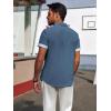 imagePJ PAUL JONES Mens Casual Button Down Shirts Short Sleeve Wrinkle Free Summer Beach Shirt Plaid Contrast Shirt with Flip CuffBlue