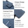 imagePJ PAUL JONES Mens Casual Button Down Shirts Short Sleeve Wrinkle Free Summer Beach Shirt Plaid Contrast Shirt with Flip CuffBlue