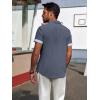 imagePJ PAUL JONES Mens Casual Button Down Shirts Short Sleeve Wrinkle Free Summer Beach Shirt Plaid Contrast Shirt with Flip CuffBlue Gray