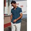 imagePJ PAUL JONES Mens Casual Button Down Shirts Short Sleeve Wrinkle Free Summer Beach Shirt Plaid Contrast Shirt with Flip CuffDark Blue