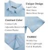 imagePJ PAUL JONES Mens Casual Button Down Shirts Short Sleeve Wrinkle Free Summer Beach Shirt Plaid Contrast Shirt with Flip CuffLight Blue