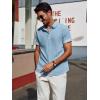 imagePJ PAUL JONES Mens Casual Button Down Shirts Short Sleeve Wrinkle Free Summer Beach Shirt Plaid Contrast Shirt with Flip CuffLight Blue