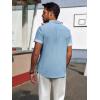 imagePJ PAUL JONES Mens Casual Button Down Shirts Short Sleeve Wrinkle Free Summer Beach Shirt Plaid Contrast Shirt with Flip CuffLight Blue