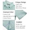 imagePJ PAUL JONES Mens Casual Button Down Shirts Short Sleeve Wrinkle Free Summer Beach Shirt Plaid Contrast Shirt with Flip CuffLight Green