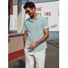 imagePJ PAUL JONES Mens Casual Button Down Shirts Short Sleeve Wrinkle Free Summer Beach Shirt Plaid Contrast Shirt with Flip CuffLight Green
