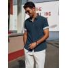 imagePJ PAUL JONES Mens Casual Button Down Shirts Short Sleeve Wrinkle Free Summer Beach Shirt Plaid Contrast Shirt with Flip CuffNavy Blue