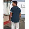imagePJ PAUL JONES Mens Casual Button Down Shirts Short Sleeve Wrinkle Free Summer Beach Shirt Plaid Contrast Shirt with Flip CuffNavy Blue