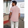 imagePJ PAUL JONES Mens Casual Button Down Shirts Short Sleeve Wrinkle Free Summer Beach Shirt Plaid Contrast Shirt with Flip CuffPink