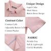 imagePJ PAUL JONES Mens Casual Button Down Shirts Short Sleeve Wrinkle Free Summer Beach Shirt Plaid Contrast Shirt with Flip CuffPink
