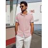 imagePJ PAUL JONES Mens Casual Button Down Shirts Short Sleeve Wrinkle Free Summer Beach Shirt Plaid Contrast Shirt with Flip CuffPink