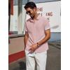 imagePJ PAUL JONES Mens Casual Button Down Shirts Short Sleeve Wrinkle Free Summer Beach Shirt Plaid Contrast Shirt with Flip CuffPink