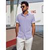 imagePJ PAUL JONES Mens Casual Button Down Shirts Short Sleeve Wrinkle Free Summer Beach Shirt Plaid Contrast Shirt with Flip CuffPurple