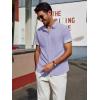 imagePJ PAUL JONES Mens Casual Button Down Shirts Short Sleeve Wrinkle Free Summer Beach Shirt Plaid Contrast Shirt with Flip CuffPurple
