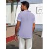 imagePJ PAUL JONES Mens Casual Button Down Shirts Short Sleeve Wrinkle Free Summer Beach Shirt Plaid Contrast Shirt with Flip CuffPurple