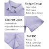 imagePJ PAUL JONES Mens Casual Button Down Shirts Short Sleeve Wrinkle Free Summer Beach Shirt Plaid Contrast Shirt with Flip CuffPurple