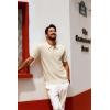 imagePJ PAUL JONES Mens Knit Polo Shirt Casual Short Sleeve Hollow Out Polo Shirts Regular Fit Textured Knitted ShirtApricot